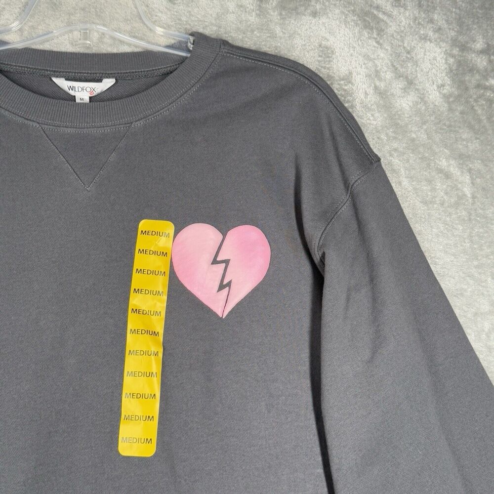 Wildfox Shirt Womens Medium Gray Pink Crewneck Sweatshirt I Wish it Was Saturday - Picture 5 of 8